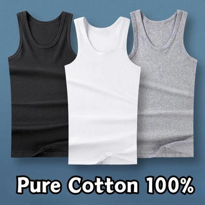 Men's 100% Cotton Tank Top – White, Grey & Black Plus Size Sleeveless Vest for Summer, Fitness, Bodybuilding & Casual Everyday Wear