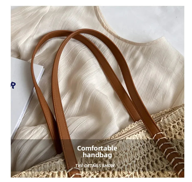 Bolso de Hombro de Paja Tejido a Mano para Mujer – Bolso Tote Bohemio de Verano para Playa, Bolso de Mano Tejido a la Moda 2025 para Viajes, Compras, Vacaciones y Uso Diario Casual