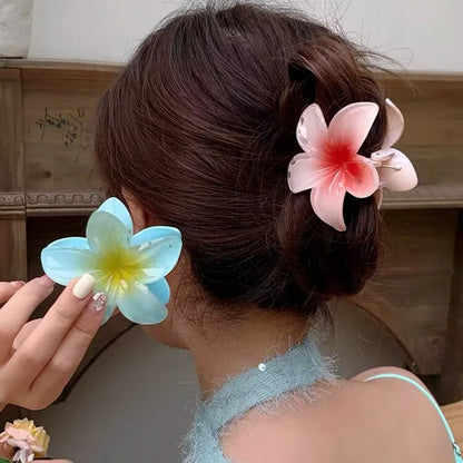 Pinzas de pelo hawaianas con diseño floral degradado – Pasadores grandes florales tropicales para mujer | Accesorios de moda para el pelo para vacaciones en la playa