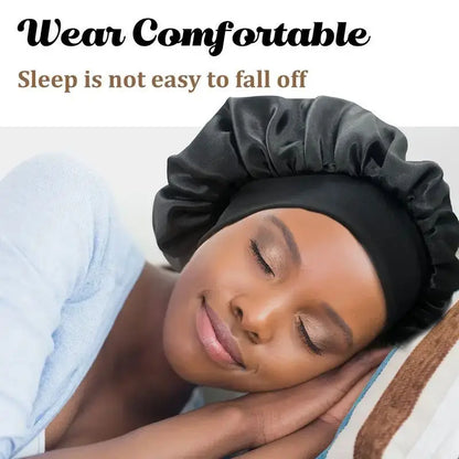 Silky Satin Sleep Bonnet with Elastic Band – Wide Brim Night Cap Hair Wrap for Sleeping & Hair Protection