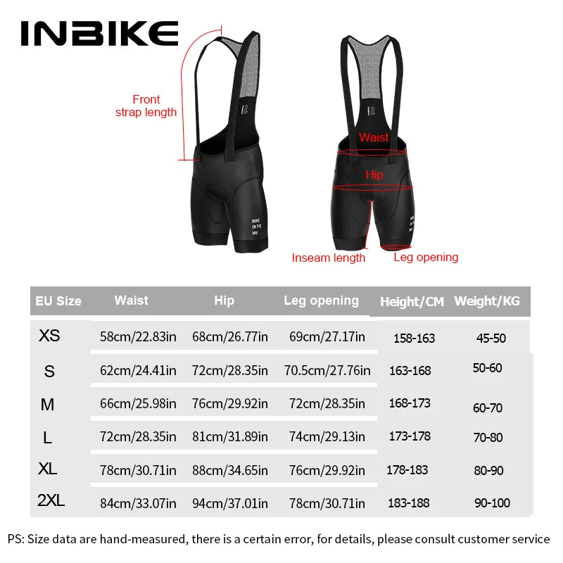 INBIKE Men's Cycling Bib Shorts – Professional Padded MTB & Road Bike Riding Shorts for Mountain Cycling