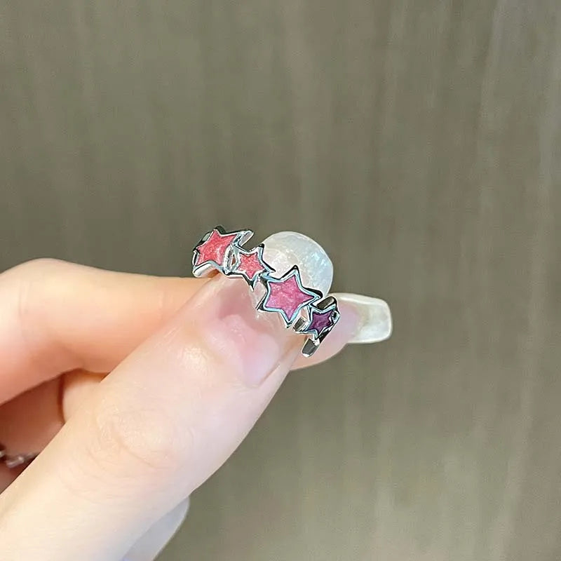 Anillo Ajustable Vintage Cruz y Estrella Irregular – Anillo Abierto Gótico Punk Plateado para Pareja, Hombre y Mujer | Joyería de Regalo Y2K E-Girl