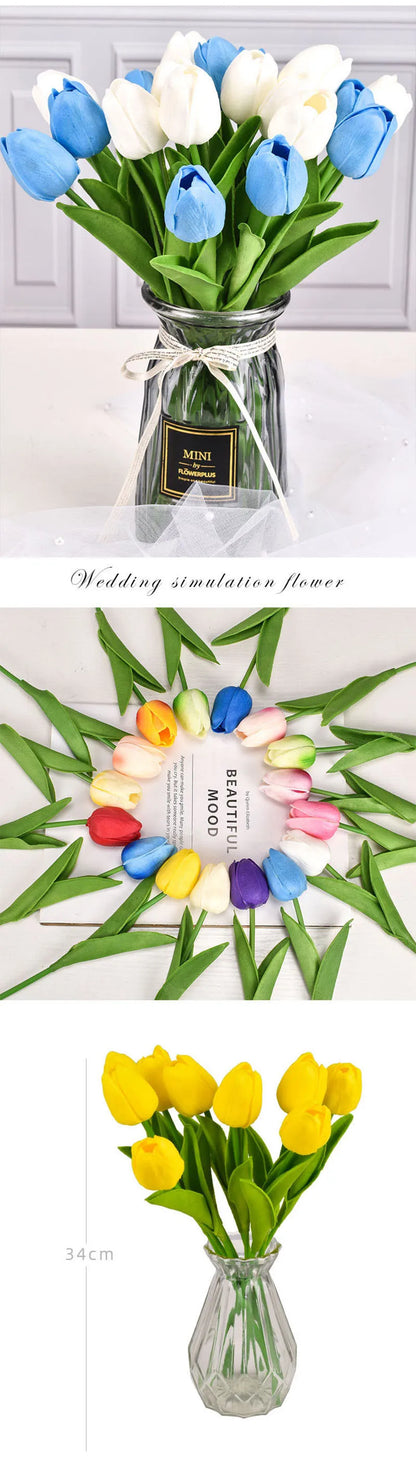 3/5/10/20pcs Real Touch Artificial Tulip Flowers – Realistic Faux Tulip Bouquet for Wedding Decor, Home Decoration, Floral Arrangements & DIY Projects
