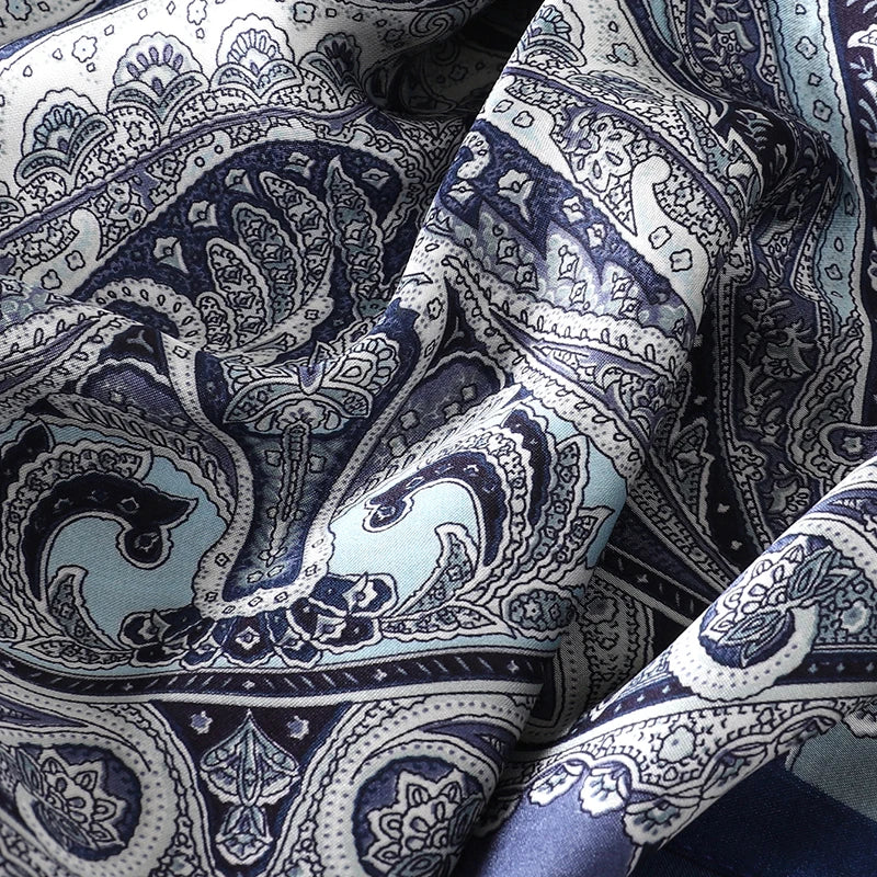 Bohemian Style Print Luxury Brand Silk Square Scarf Women Satin Shawls Neckerchief Wrap Scarves Bandana Hair Hjiab Floral
