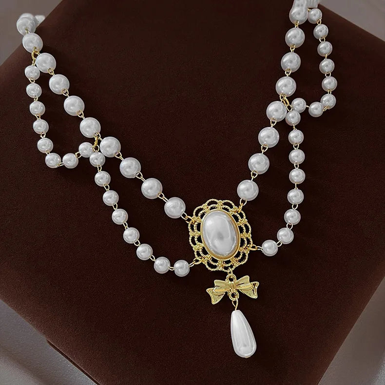 Nuevo collar gargantilla de perlas barrocas para mujer, lujoso, para bodas, fiestas, collar de cuentas de tres capas, torques, regalo de joyería de moda para damas