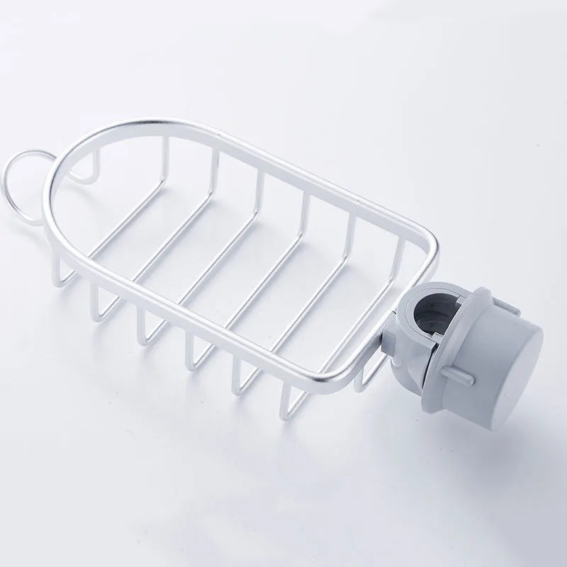 Aluminum Sink Caddy Sponge Holder Faucet Storage Rack Soap Drain Organizer for Kitchen & Bathroom
