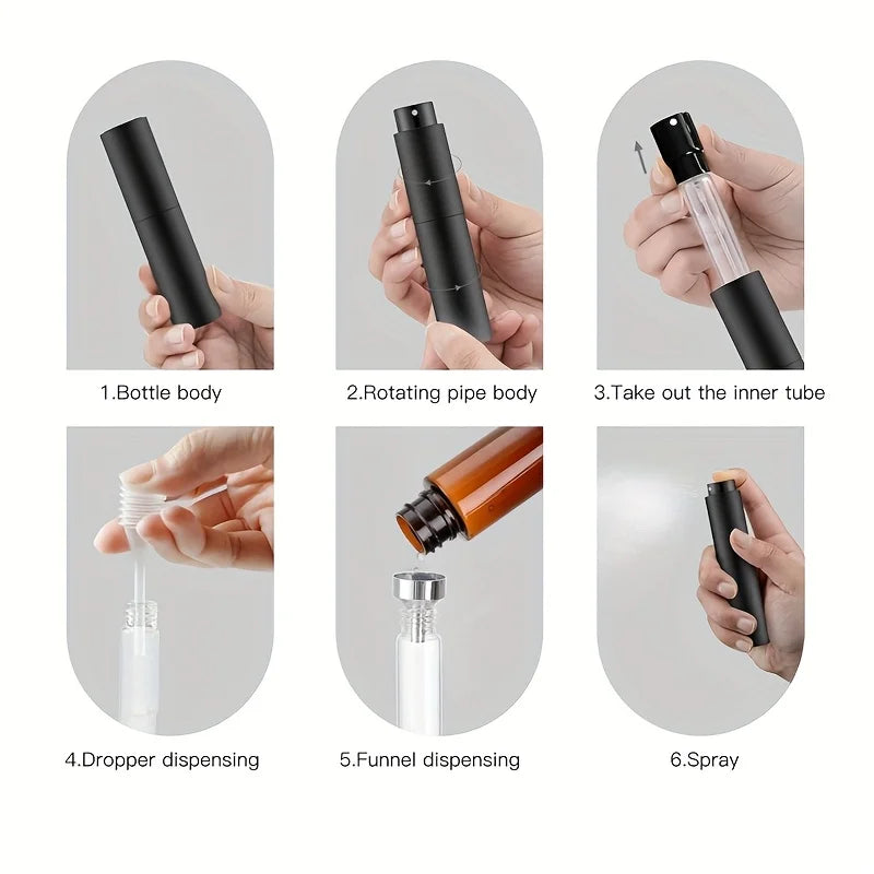 Vaporisateur de parfum de voyage 10 ml – Mini atomiseur de cologne rechargeable, flacon vaporisateur vide portable pour le voyage, les cosmétiques et l'utilisation quotidienne