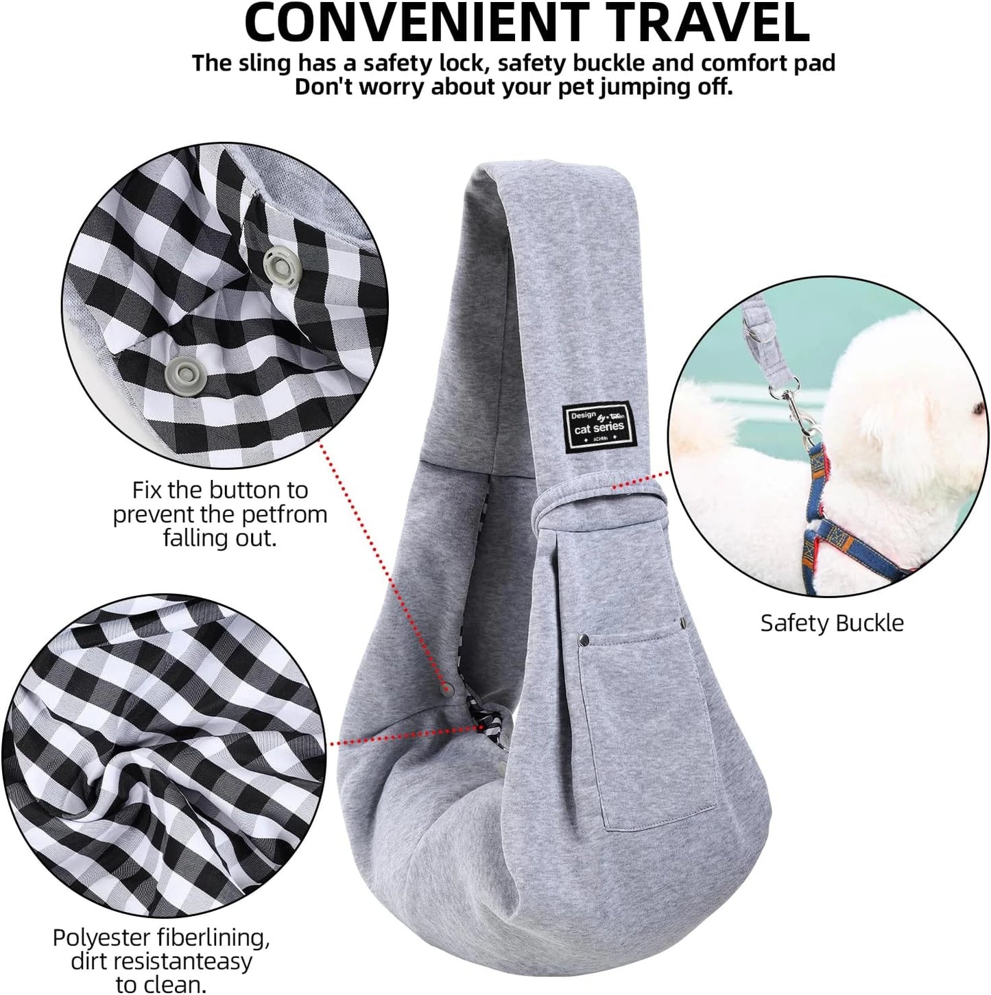 Cotton Pet Carrier Sling Bag Comfortable Crossbody Shoulder Bag for Cats & Small Dogs Outdoor Travel Carrier