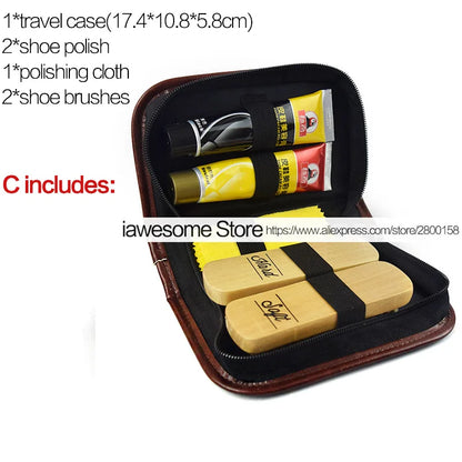 Professional Shoe Care Kit – Portable Leather Shoe Cleaning & Polishing Set with Brush, Shoehorn & Shine Tools for Boots & Sneakers
