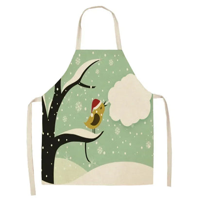 Christmas Moose Print Kitchen Apron – Unisex Cooking & Baking Workwear for Home Cleaning, Barbecue, Restaurant & Kitchen Use