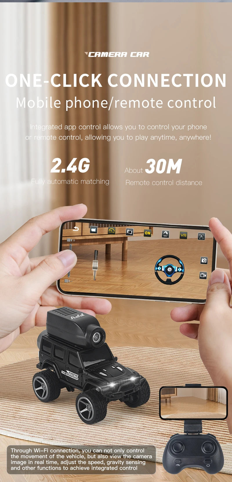 1:64 Mini RC Car with Camera – 2.4G Remote Control Racing Stunt Car with WiFi App Control for Kids