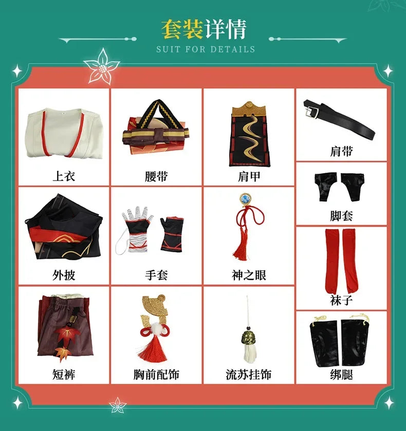 Samurai Cosplay Costume with Wig & Red Glasses – Halloween Party Outfit