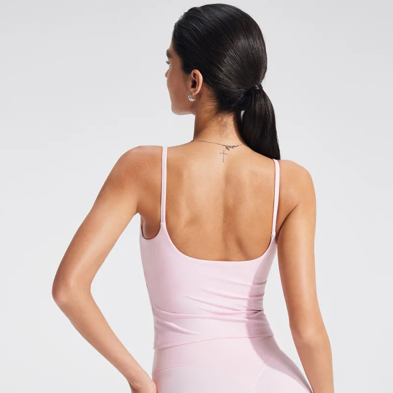 NCLAGEN Top Deportivo de Tirantes para Mujer con Sujetador Incorporado – Chaleco de Yoga con Cuello Cuadrado para Gimnasio, Correr, Fitness y Ropa Deportiva