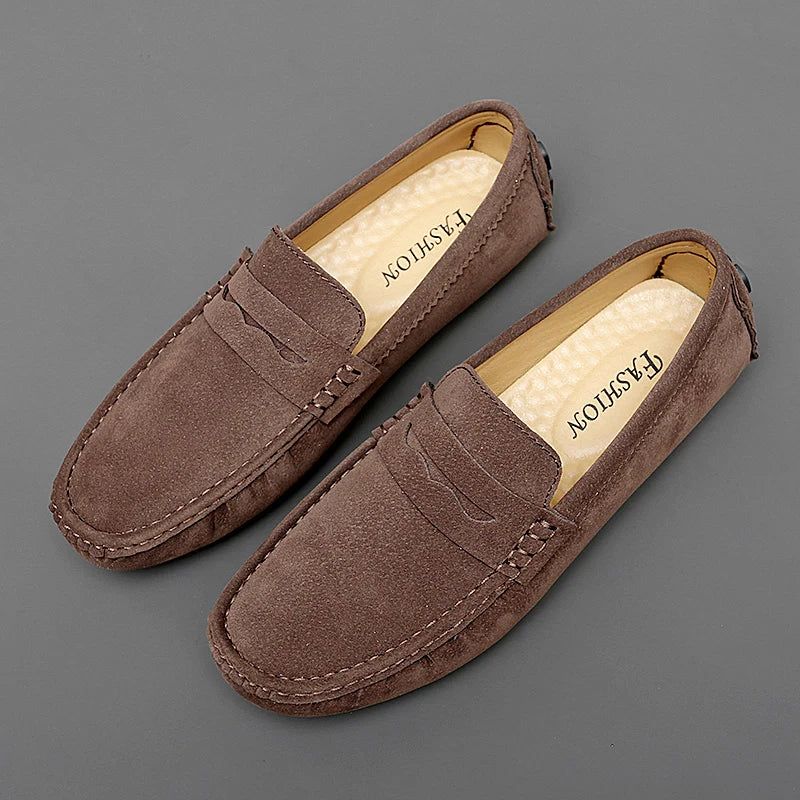 Mocassins en daim pour hommes – Chaussures de conduite décontractées classiques, Chaussures plates confortables à enfiler et Mocassins