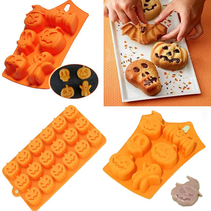 Halloween Pumpkin Silicone Mold – Skull, Bat & Spider Baking Mold for Cakes, Cookies, Candy & Desserts, DIY Trick-or-Treat Party Decor