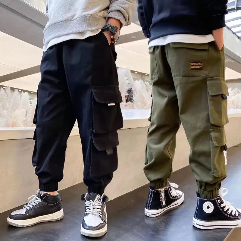 Boys Cargo Pants Casual Spring & Autumn Trousers for Kids Ages 4–14