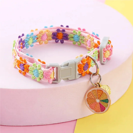Cute Cat & Puppy Collar with Bell – Adjustable Cartoon Footprint Pet Collar, Colorful Safety Bell Ring Necklace for Cats & Small Dogs