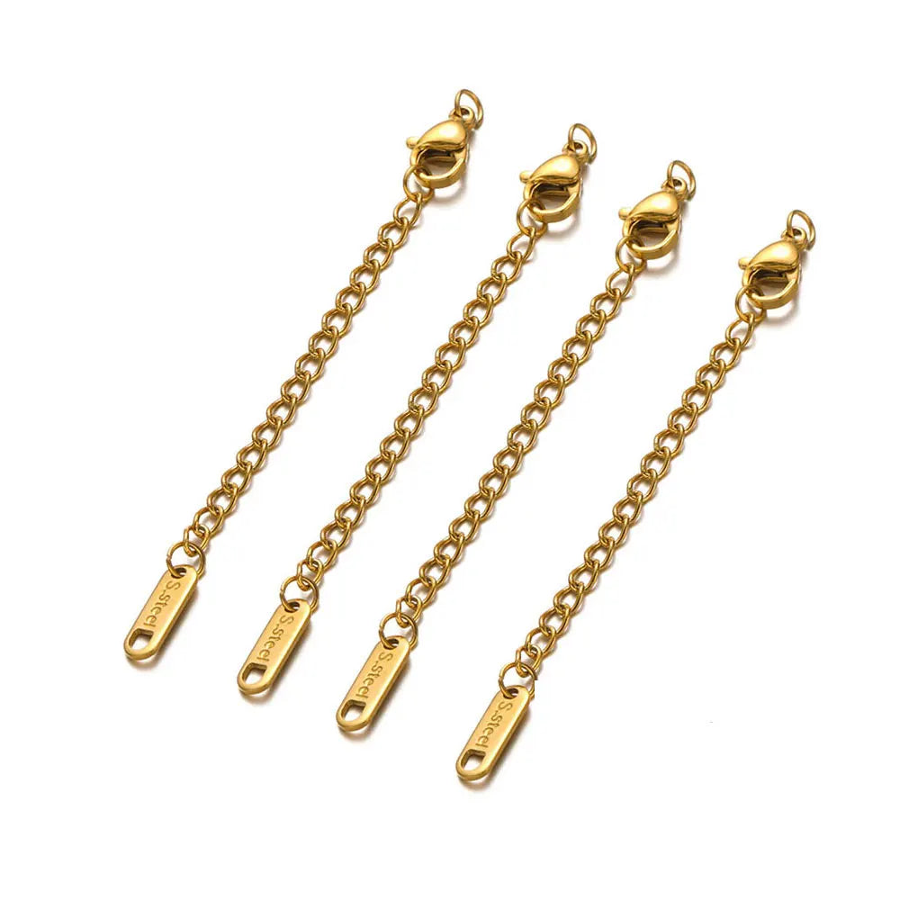 10 chaînes d'extension en acier inoxydable avec fermoirs mousquetons – Rallonges pour colliers et bracelets DIY