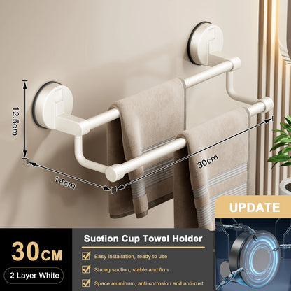 Toallero de Ventosa para Pared, sin Taladro, para Baño, Barra de Toalla de 30/40/50cm, Soporte que Ahorra Espacio