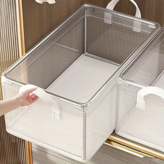 Caja de Almacenamiento de PVC Transparente – Cesta Organizadora de Ropa Interior Impermeable con Marco de Acero Sólido para la Organización del Hogar, Dormitorio y Residencia Universitaria