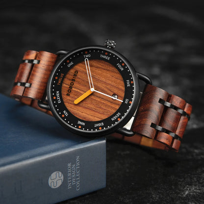 BOBO BIRD Men’s Wooden Quartz Watch – Casual Natural Wood Wristwatch, Unique Fashion Accessory & Gift for Him