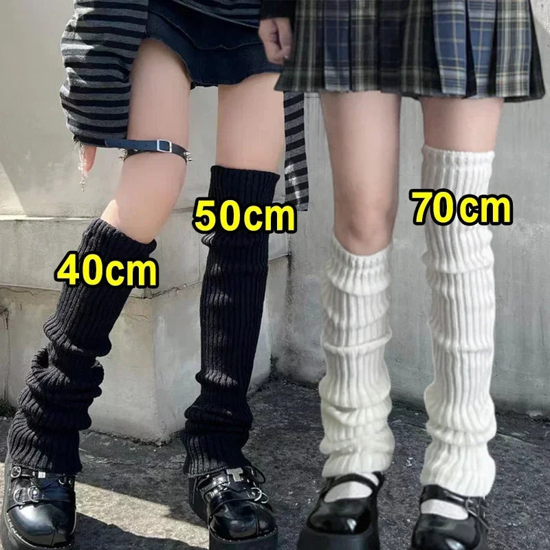Calentadores de piernas de punto Lolita para mujer – Puños largos de ganchillo para botas y calentadores de pies de invierno Y2K (40–70 cm)