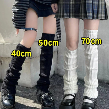 Calentadores de piernas de punto Lolita para mujer – Puños largos de ganchillo para botas y calentadores de pies de invierno Y2K (40–70 cm)