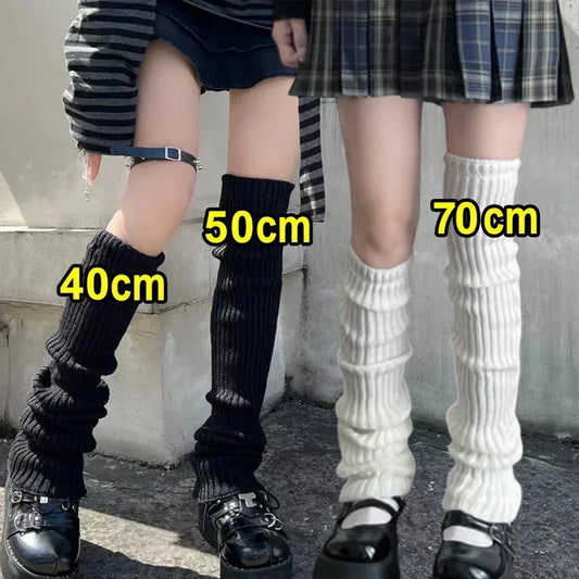 Women's Knitted Lolita Leg Warmers – Long Crochet Boot Cuffs & Y2K Winter Foot Warmers (40–70 cm)