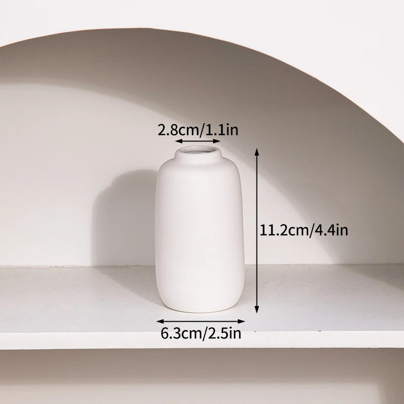 Florero Nórdico de Cerámica Blanca – Jarrón Decorativo Moderno para Sala de Estar, Decoración del Hogar y Escritorio