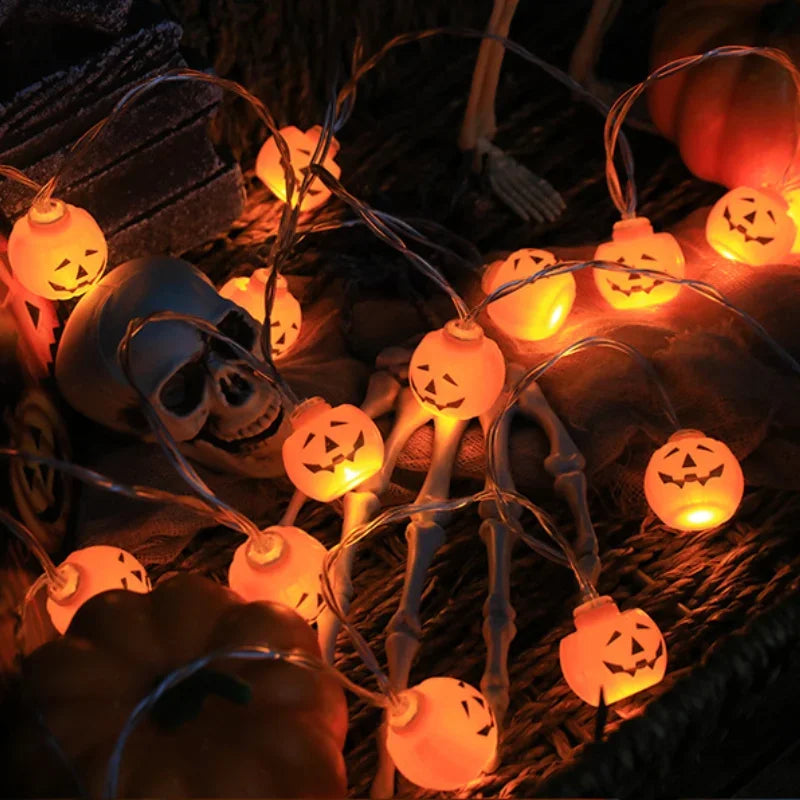 Halloween LED String Lights – Pumpkin, Skull & Eyeball Shaped Lanterns for Trick or Treat, Party, Haunted House & Horror Decor