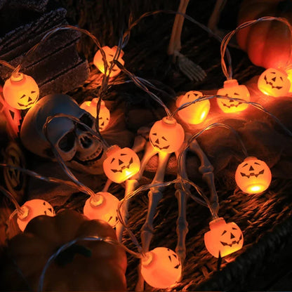 Halloween LED String Lights – Pumpkin, Skull & Eyeball Shaped Lanterns for Trick or Treat, Party, Haunted House & Horror Decor