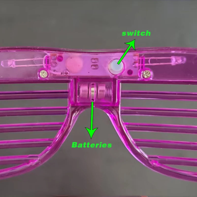 Lunettes de fête lumineuses à LED – Lunettes néon phosphorescentes 3 modes pour anniversaires, mariages et festivals