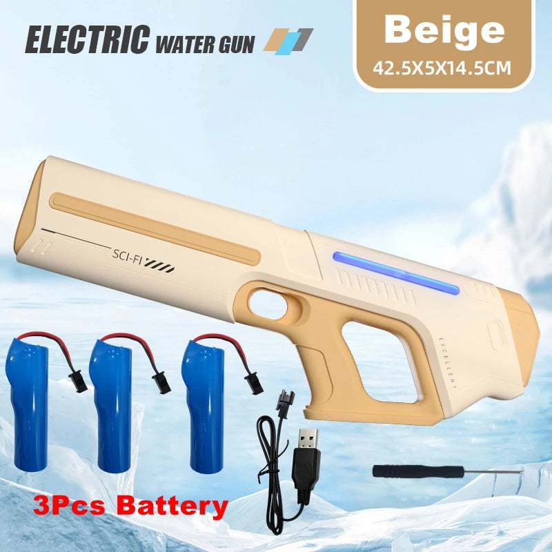 Pistolet à Eau Électrique pour Adultes – Puissant Lanceur d'Eau Automatique avec Grand Réservoir d'Eau pour Piscine d'Été, Plage et Jeux Aquatiques Extérieurs