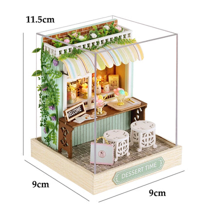 Kit DIY de casita de lectura de madera con luces LED – Artesanía en miniatura de inserción de estantería hecha a mano para decoración del hogar y regalos