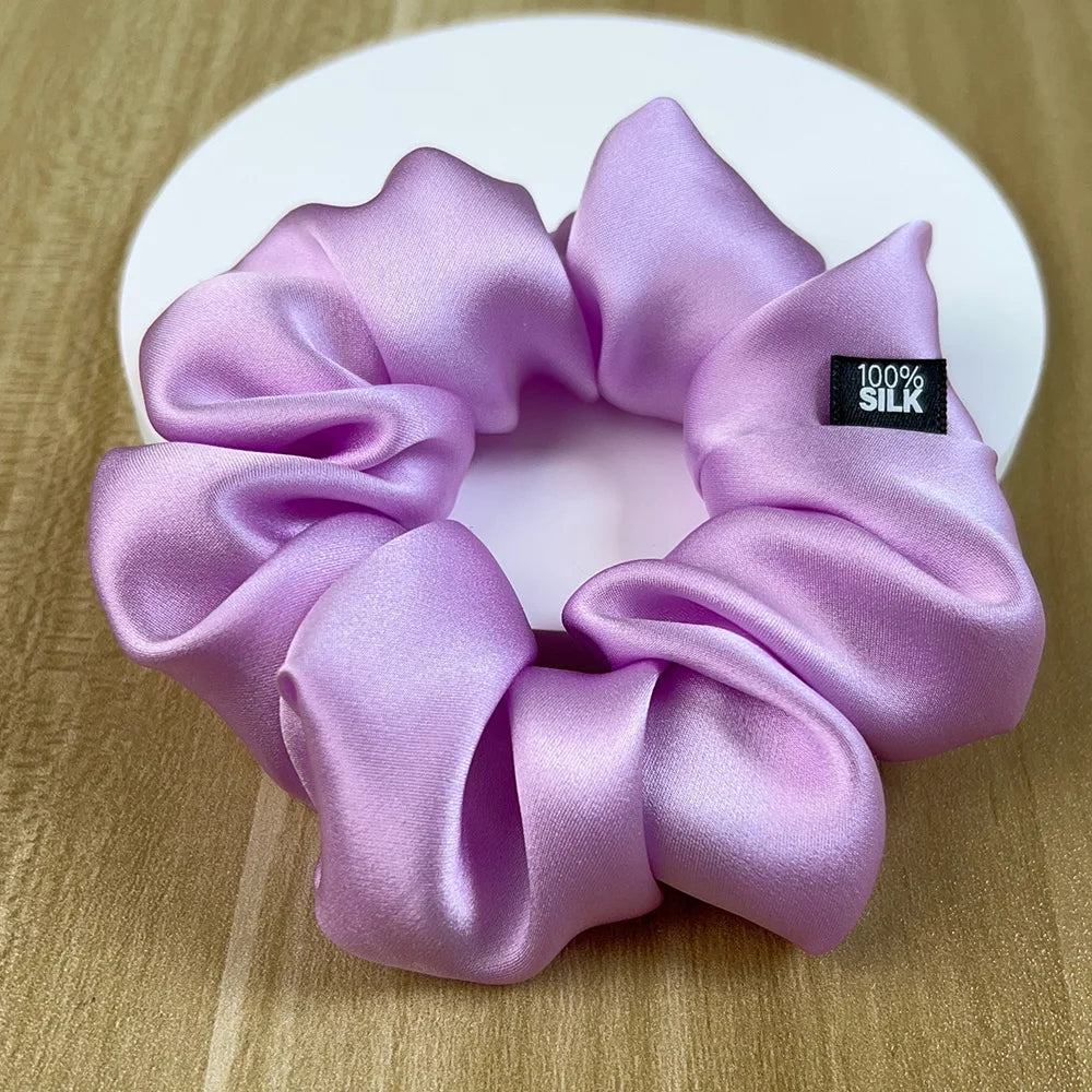 Goma para el pelo 100% seda Mulberry – 19 Momme, elástico grande para mujeres y niñas | Accesorio de lujo de seda para coleta