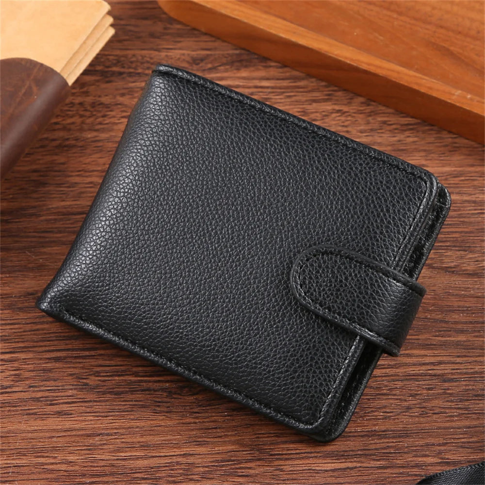 Billetera de cuero de gran capacidad para hombre con ventana para identificación, ranuras para tarjetas y monedero.
