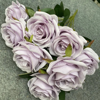 9 Heads Artificial Camellia Rose Bouquet – Realistic Faux Flowers for Wedding Decor, Party Displays, Home Decoration & Floral Gifts