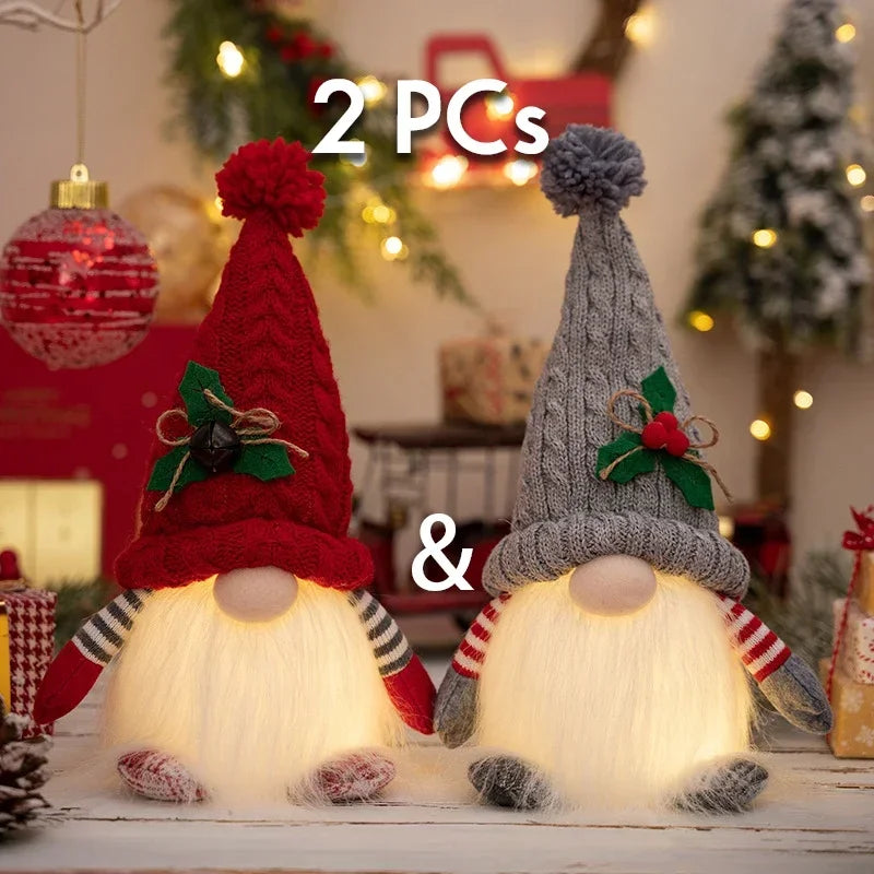 1–3PCS Christmas Gnome Reindeer Decorations 2026 – LED Glowing Gnome Doll Night Light for Xmas Tree, Home Decor, Gifts & New Year 2027