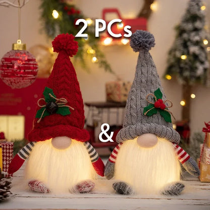 1–3PCS Christmas Gnome Reindeer Decorations 2026 – LED Glowing Gnome Doll Night Light for Xmas Tree, Home Decor, Gifts & New Year 2027