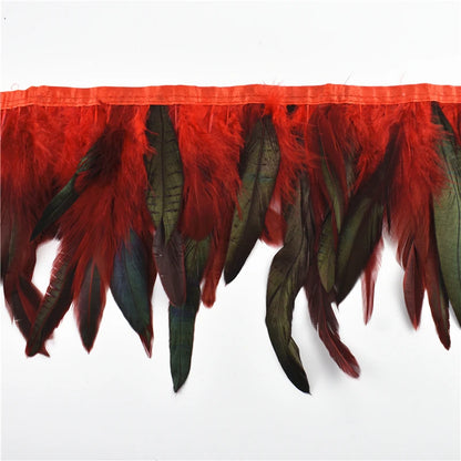 10 m Rooster Feather Fringe Trim – Natural Feather Ribbon for Sewing, Crafts & Costume Decoration