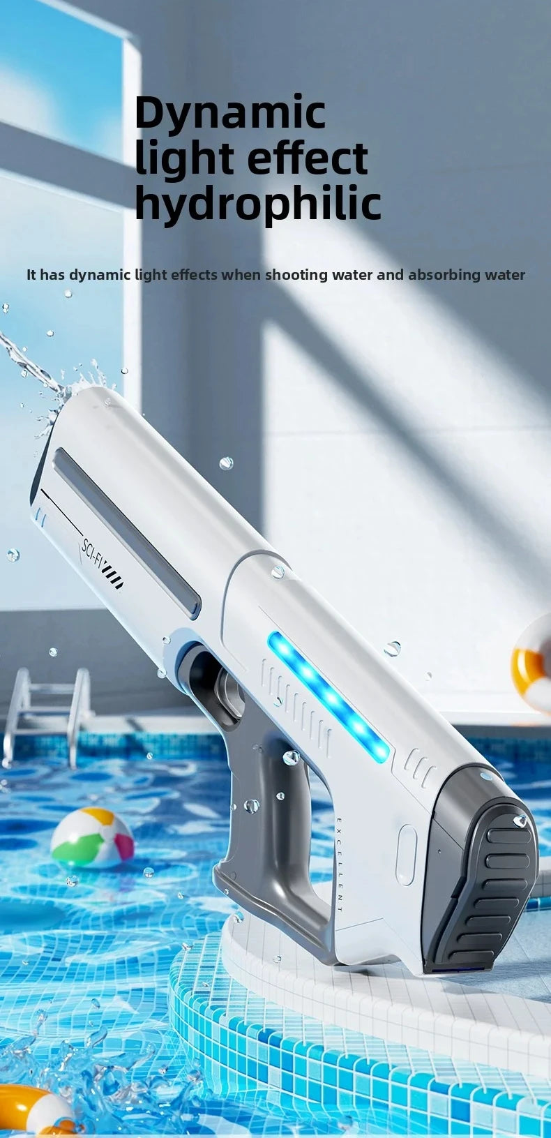 Pistolet à Eau Électrique pour Adultes – Puissant Lanceur d'Eau Automatique avec Grand Réservoir d'Eau pour Piscine d'Été, Plage et Jeux Aquatiques Extérieurs