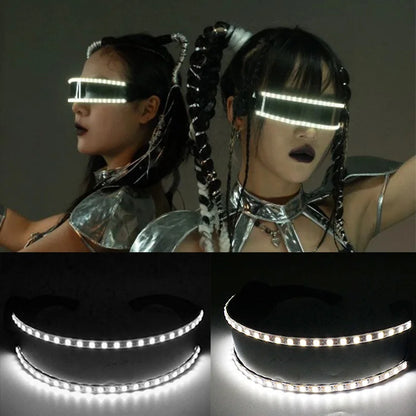 Gafas LED ciberpunk luminosas – Gafas futuristas con luz para cosplay, raves y fiestas de Halloween