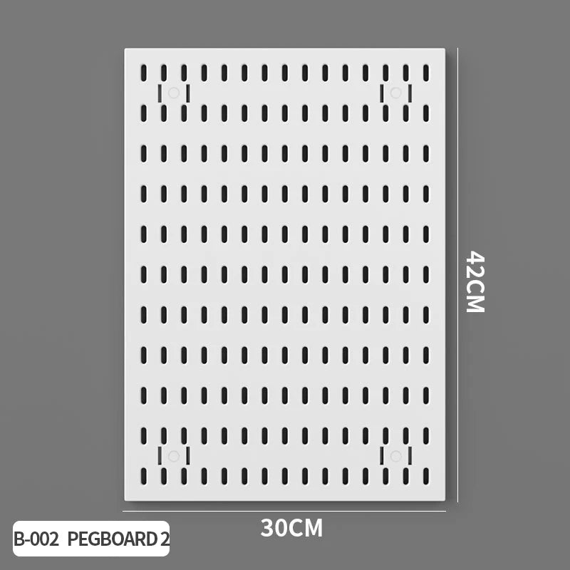 Kit de organización modular de pared con tablero perforado (Pegboard) para bricolaje – Paneles de almacenamiento colgantes sin taladro para cuartos de manualidades, oficina y organización del hogar