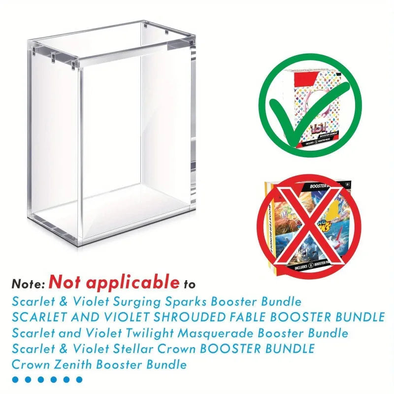 Acrylic Trading Card Storage Box – Magnetic Closure Stackable Case for Booster & Elite Trainer TCG Cards (1–2 Pack)