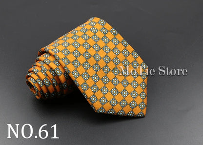 Men's 7.5cm Soft Silk Necktie – Floral & Dot Pattern Tie for Weddings, Business, Parties & Formal Wear