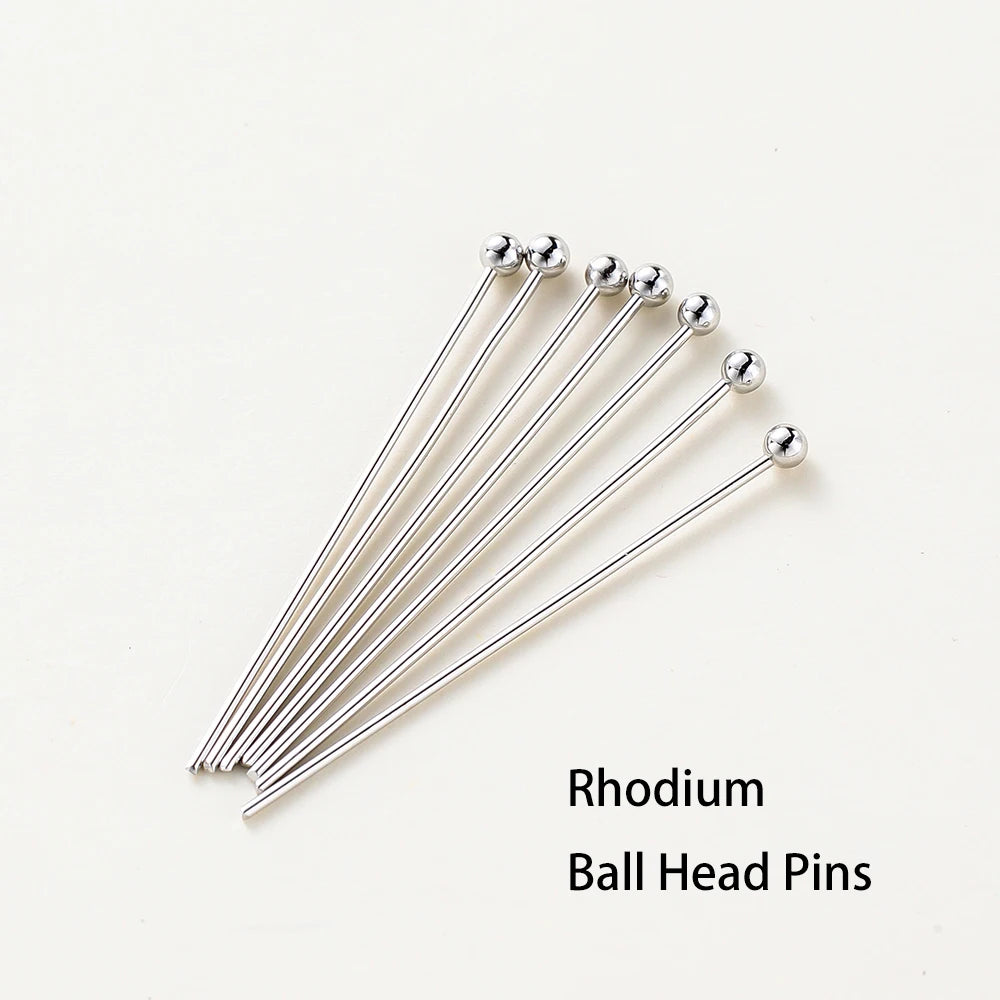 100-Piece 14K & 18K Gold Plated Brass Head Pins Set (16–50mm) – Ball, Flat & Eye Pins for DIY Jewelry Making & Crafts