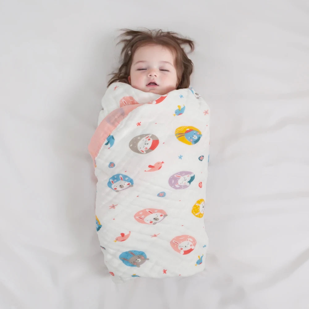 Manta de bebé de gasa 100% algodón de 6 capas – Suave, transpirable, arrullo para recién nacidos, envoltura para bebés y toalla de baño absorbente para bebés