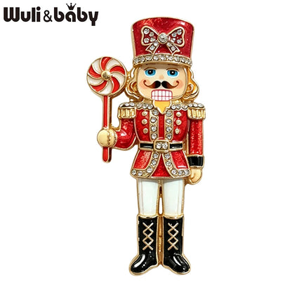 Wuli&baby Blue & White Porcelain Christmas Brooches for Women – Santa Claus, Cat, Christmas Tree & Nutcracker Brooch Pins for New Year
