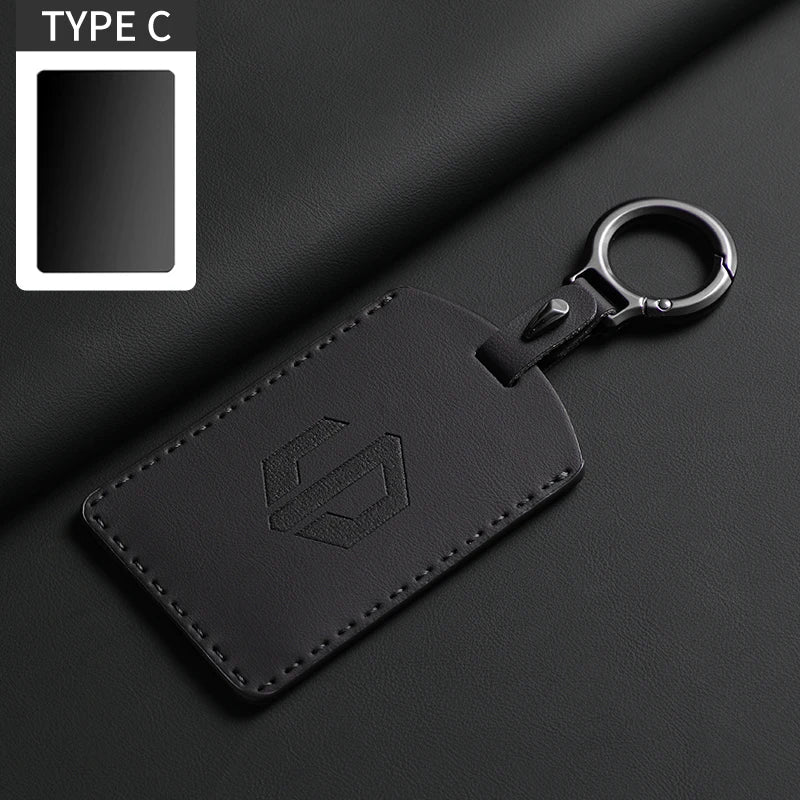 Funda protectora de cuero genuino para llave de coche LEAPMOTOR B01, C10, C11 y C16 – Kit prémium de protección de mando a distancia y tarjeta llave