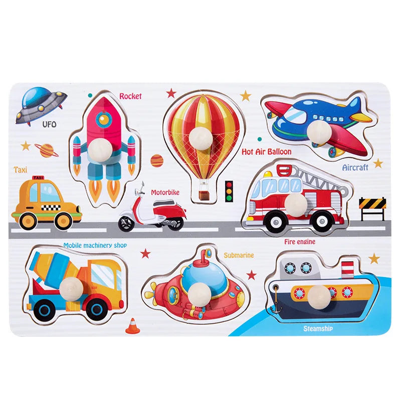 Montessori Wooden Building Blocks Color & Shape Matching Puzzle Educational Toy for Kids